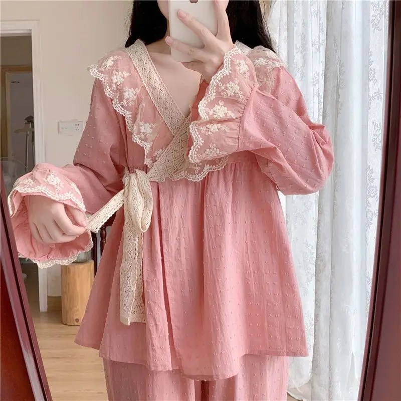 conjunto-pijama-estilo-princesa-japones-para-mulheres-tops-e-calcas-de-manga-comprida-renda-fofa-roupas-esteticas-para-casa-novas-primavera-e-outono