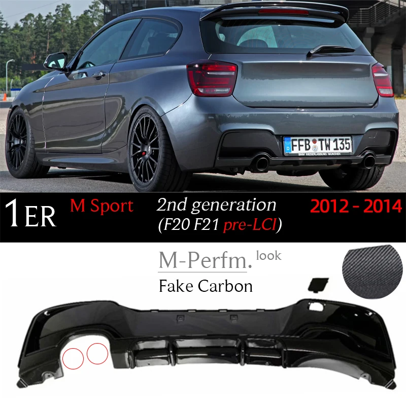 Difusor de alerón de parachoques trasero de carbono negro para BMW 2012-2019 F20 F21 Hatchback 118i 120i 125i M135i M140i (solo M Sport)