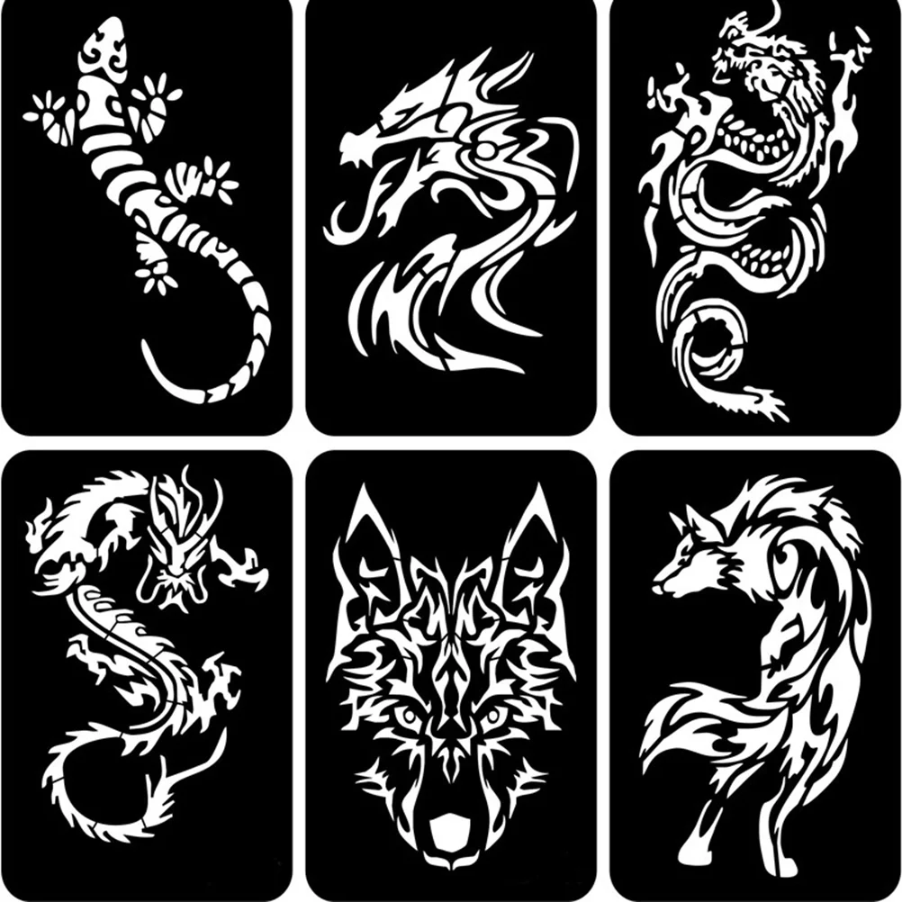 Face Painting Template Henna Tattoo Stencils 32pcs Self-adhesive Stencils Templates For Airbrush Spray Face Paint Glitter Tattoos