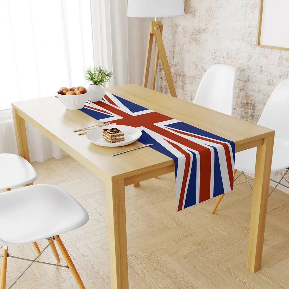 Description Picture 4 of itemUnion Jack Flag Table Runner Rectangular Tablecloth With Uk British Flag Printing Reusable Washable For Parties Home Decor