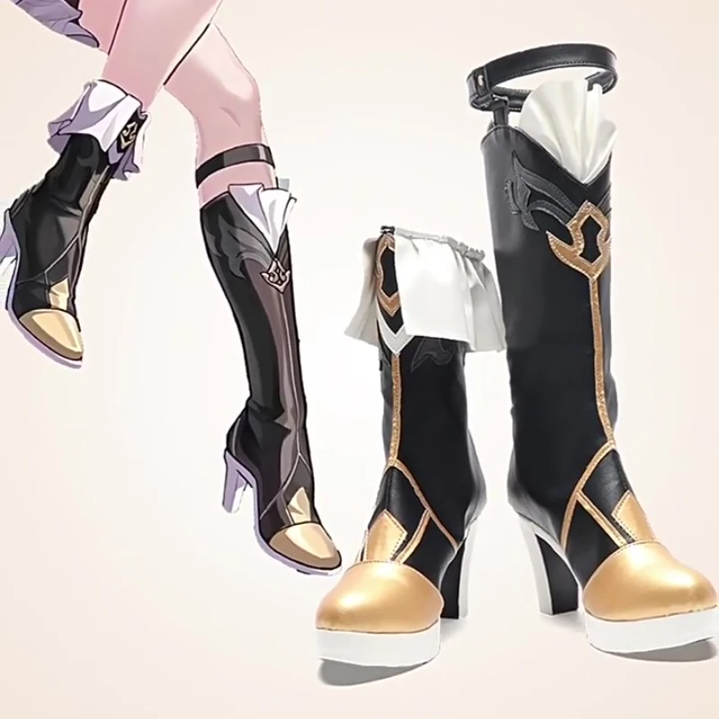 honkai-star-rail-sushang-botas-altas-curtas-couro-pu-cadarcos-de-metal-saltos-elegantes-de-assimetria-sapatos-cosplay-para-meninos-e-meninas