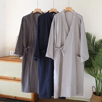 Pigiama Kimono da uomo in cotone stile giapponese per la primavera e l'estate Accappatoi sottili e più Abiti per la casa Pigiama da uomo 1
