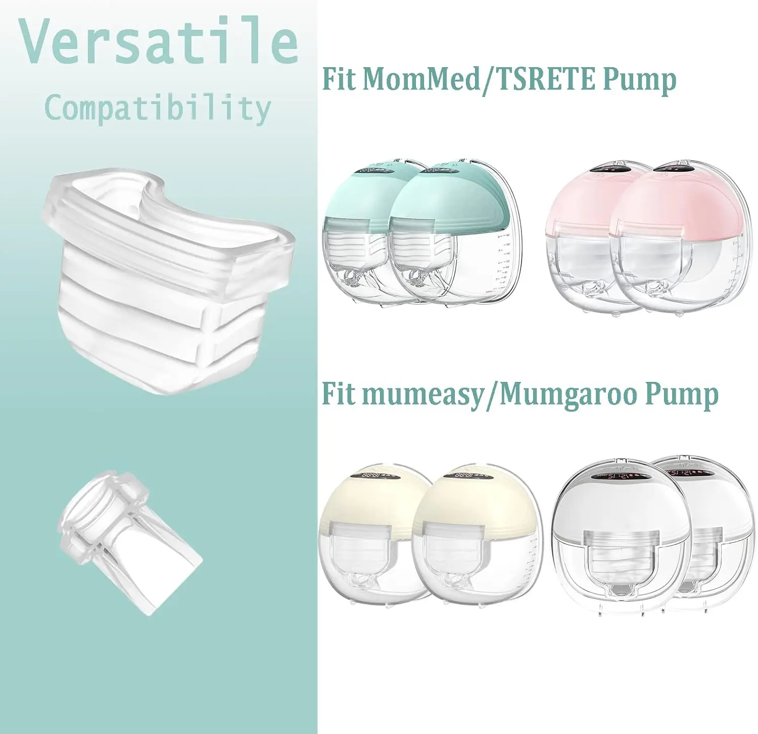 Wearable Breast Pump Accessories, Replacement Pump Parts Flange 24mm, Duckbill Valve, Silicone Diaphragm Compatible with S18 S21 2