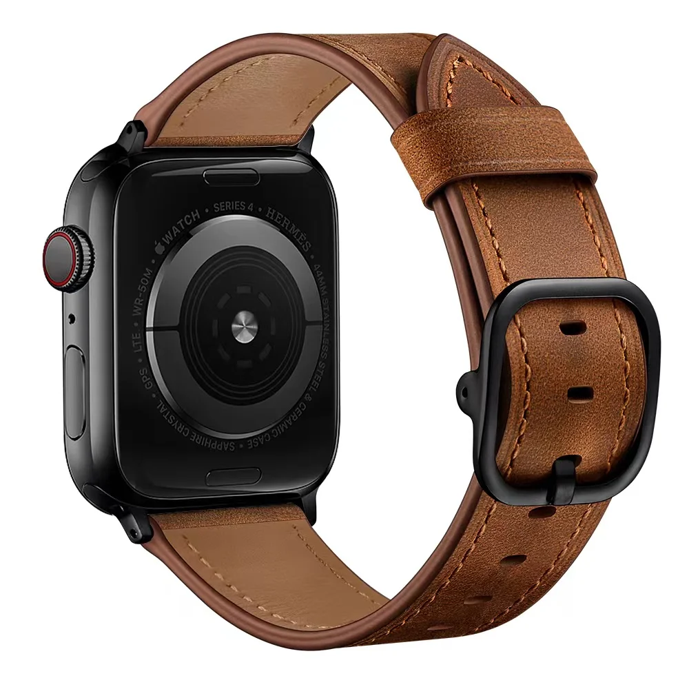 Premium Leather Strap For Apple Watch Ultra 49mm 8 7 45mm 41mm Soft bracelet band iWatch Series 6 5 4 3 SE 44mm 42mm 40mm Correa