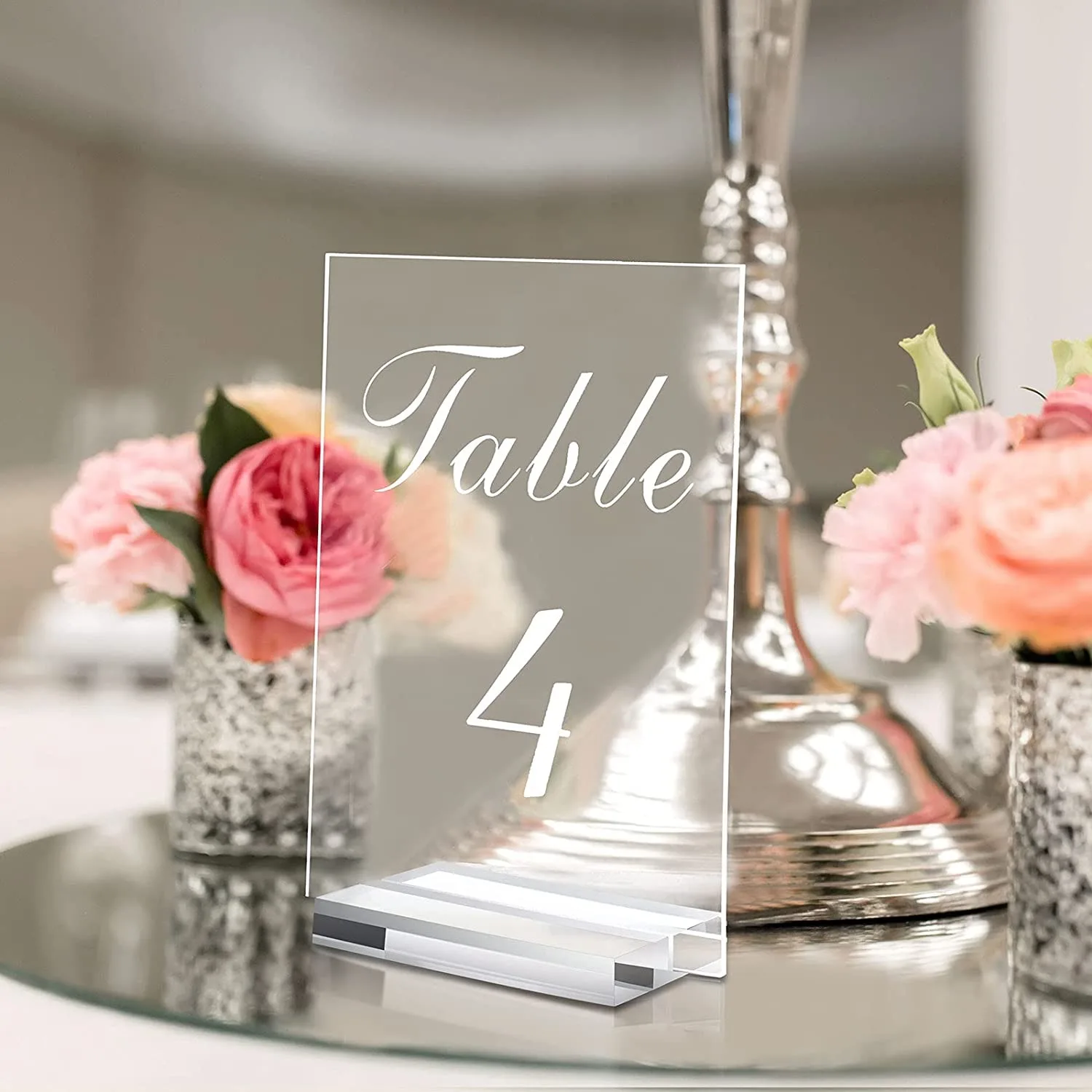 Clear Acrylic Place Card with Holder Wedding Rectangular Arched Table Number​ Card with Stand DIY Name Sign for Party Banquet