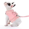Soft Warm Dog Vest Harness and Leash Set Cute Bowknot Pet Winter Clothes Vest Warm Fur Small Dog Clothing French Bulldog Pink 5