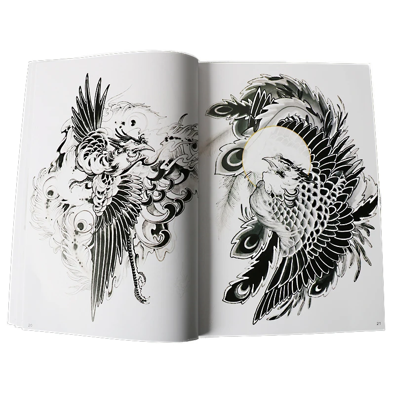 68 Pages A4 Tattoo Book Manuscript Design Animal Dragon Eagle Tiger Squid Diamond Bag Arm Spray Auspicious Traditional Pattern a book on books new aesthetics in book design