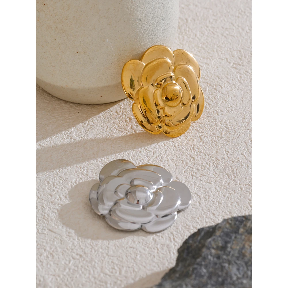 Yhpup Stainless Steel Flower Plant Brooch Pin Waterproof