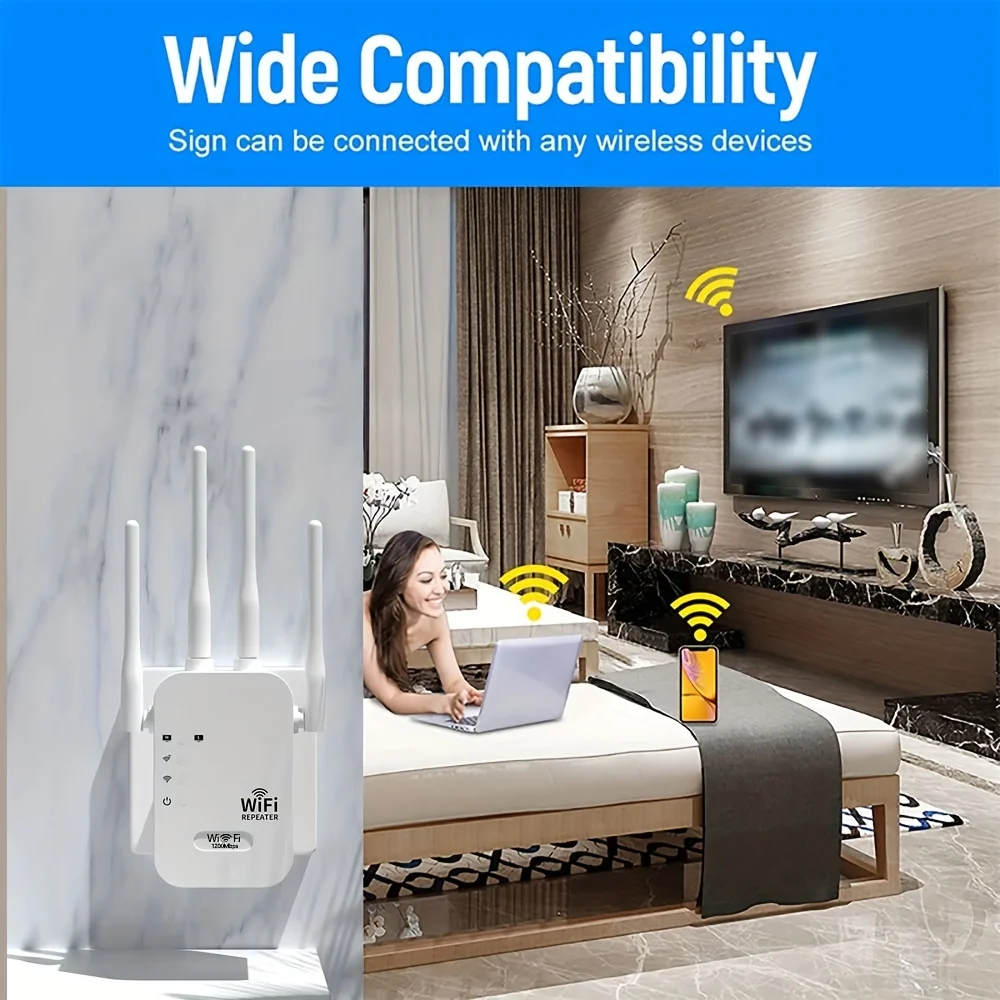 1200Mbps Wireless WIFI Repeater 2.4G Router Wifi Range Extender Wi-Fi Signal Amplifier 802.11N Network Card Adapter for PC