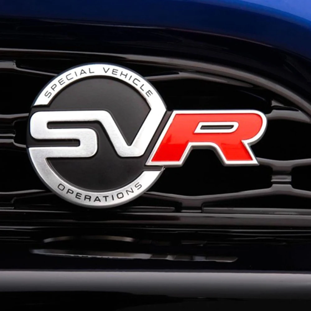 Per Jaguar Land Rover Special Vehicle Operations Nuovo Svr Logo Metal Car Styling Emblem Front Grill Mount Badge Sticker Nero Rosso