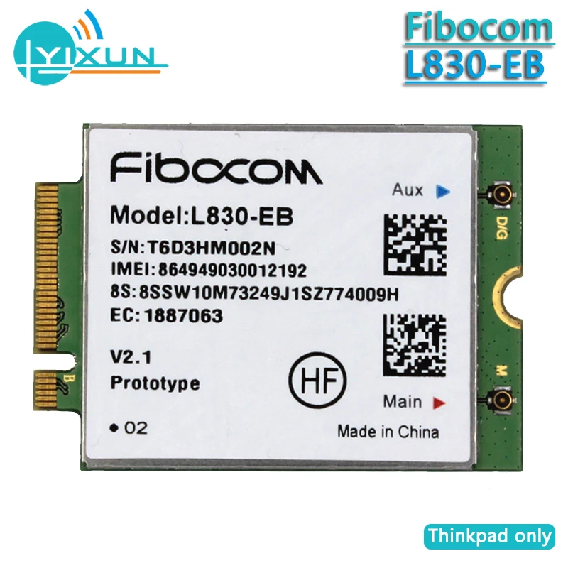

Network card fibocom L830-EB, Lenovo thinkpad L480/L580/P52S/t480/t480s/T580/X280/X380/Yoga/S1 Gen4, LTE 4G Wireless WWAN module