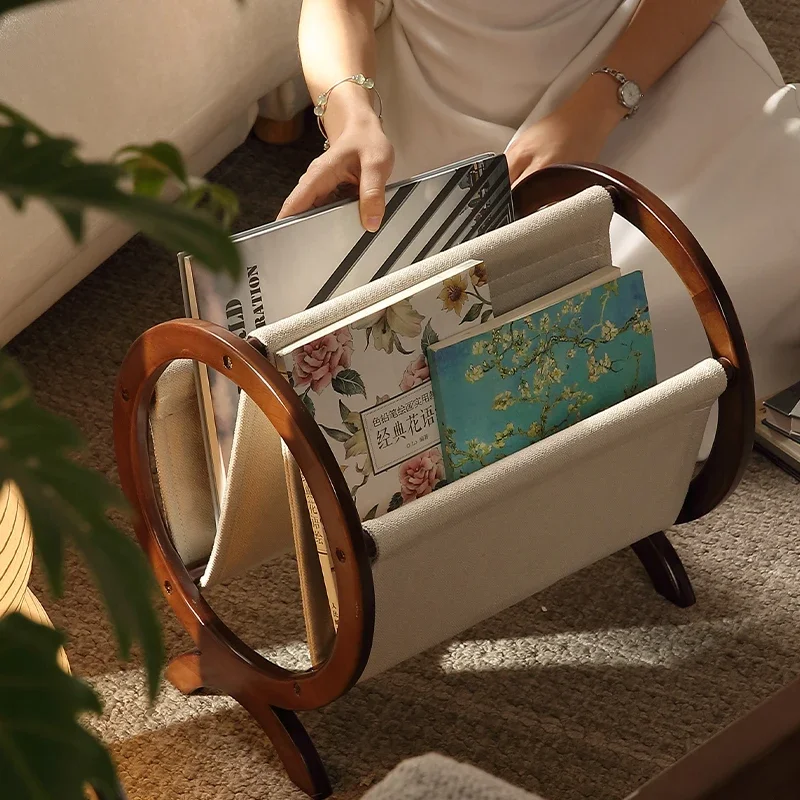 Rubberwood Magazine Holder French Large Magazine Rack Vintage Storage Side Table Stable Bedside Organizer