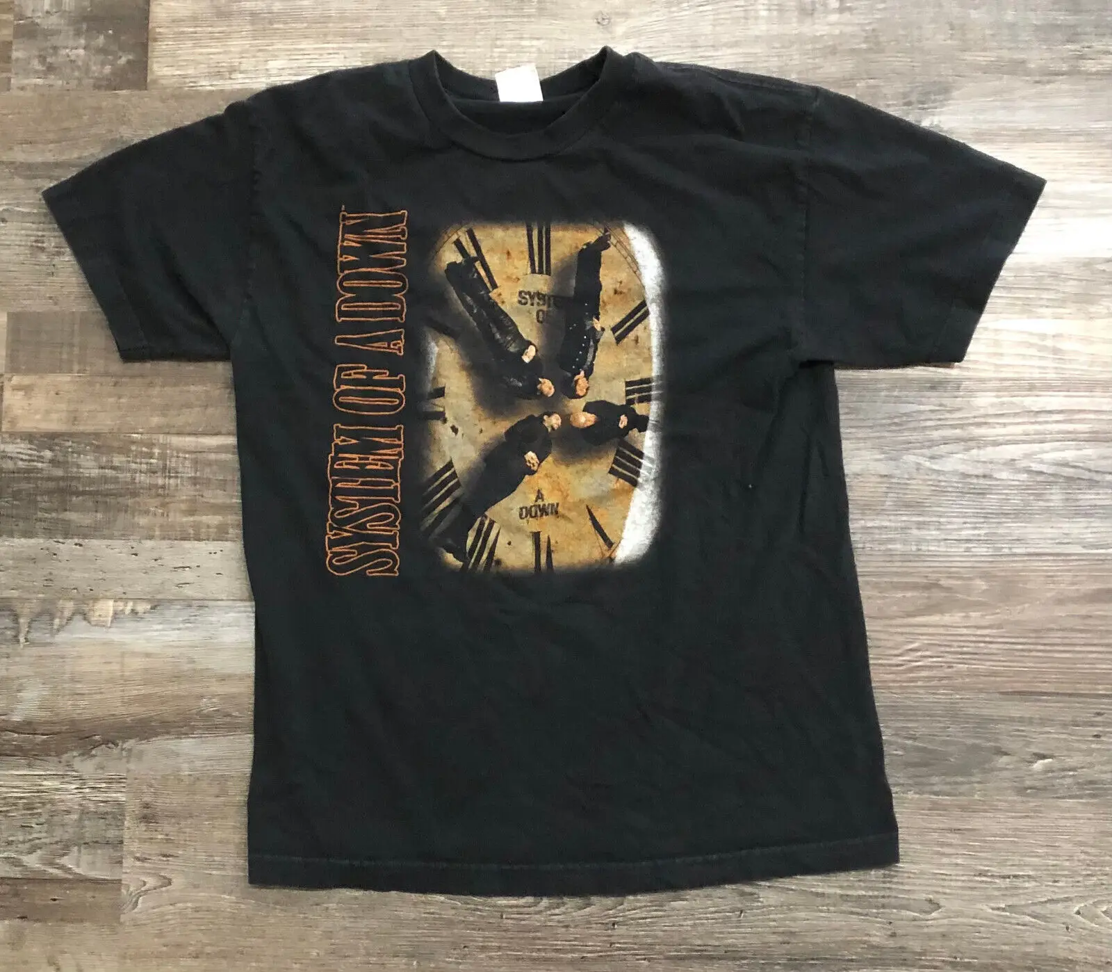 Vintage System Of A Down Mens Medium Black T Shirt Clock Hyptize Mezmerize