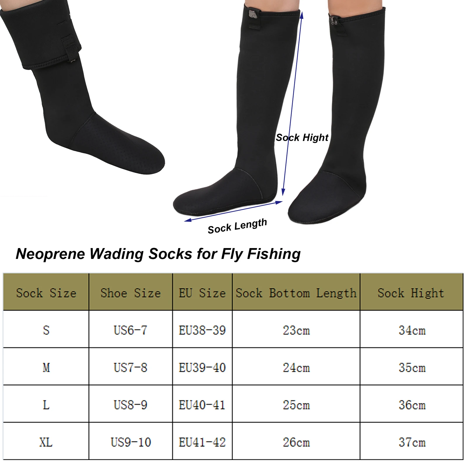 Neoprene Wading Socks for Fly Fishing Unisex Abrasion-Resistant 4 mm Sizes S-XL fly fishing waders
