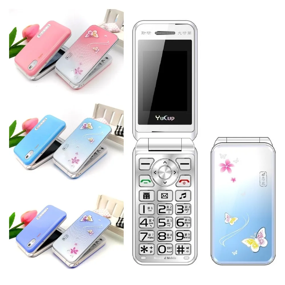 Flip Lady'S Beautiful Slim Pinko Cellulare Con Torcia Senza Fotocamera Cute Student Girls Light Simply Working Dual Sim Torch