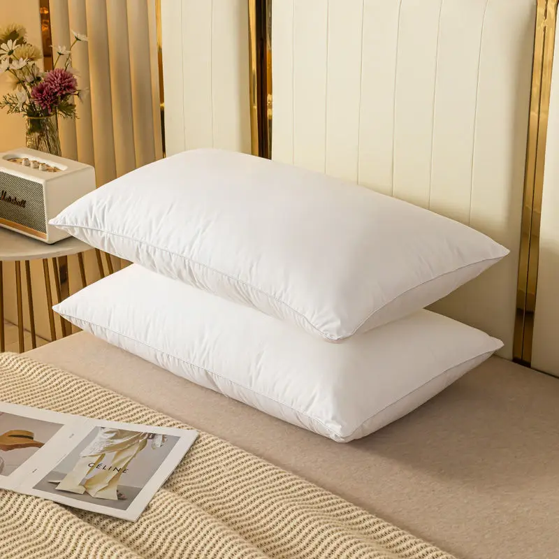 100 Cotton White bounce back pillow solid color soft comfortable Bedroom Bed Sleep pillow 5star