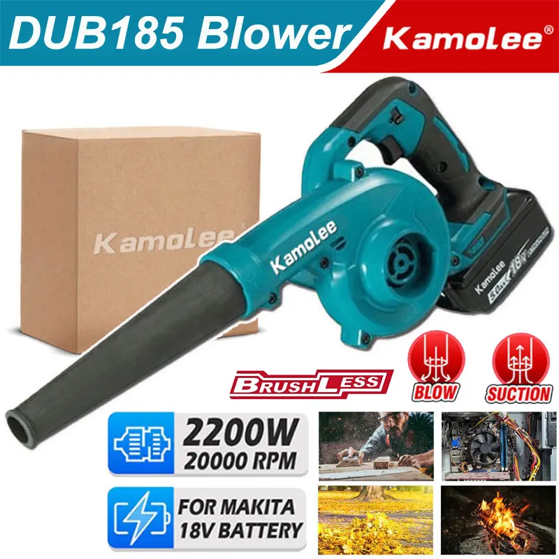 Kamolee 2200W 21000rpm Brushless Blower and Cleaning Blower Household Computer Soot Blowing Manual Electric Tool with Battery