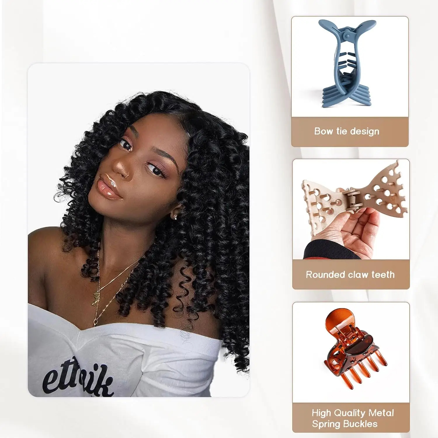 Curly hair special hair root fluffy clip without indentation natural fluffy non-slip claw clip styling accessories