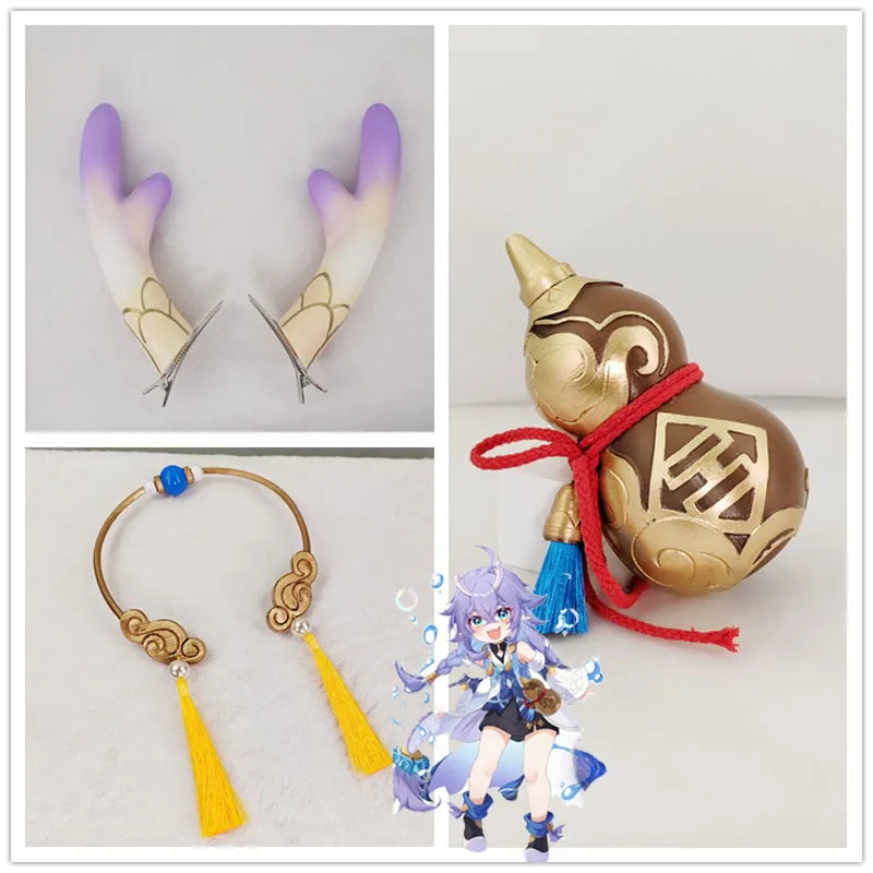 

Honkai Star Rail Bailu Cosplay Costume Prop Gourd Star Rai Bailu Cosplay Wig Headdress Bailu Cosplay Boots Hair Accessories