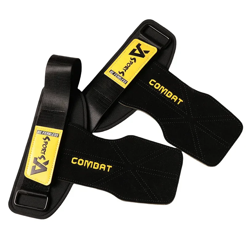 1 Pair 3-layers Cowhide Weight Lifting Gloves Deadlift Grip Pads for Fitness Gym Wrist Straps Workout Training Pull-Up Gloves 5