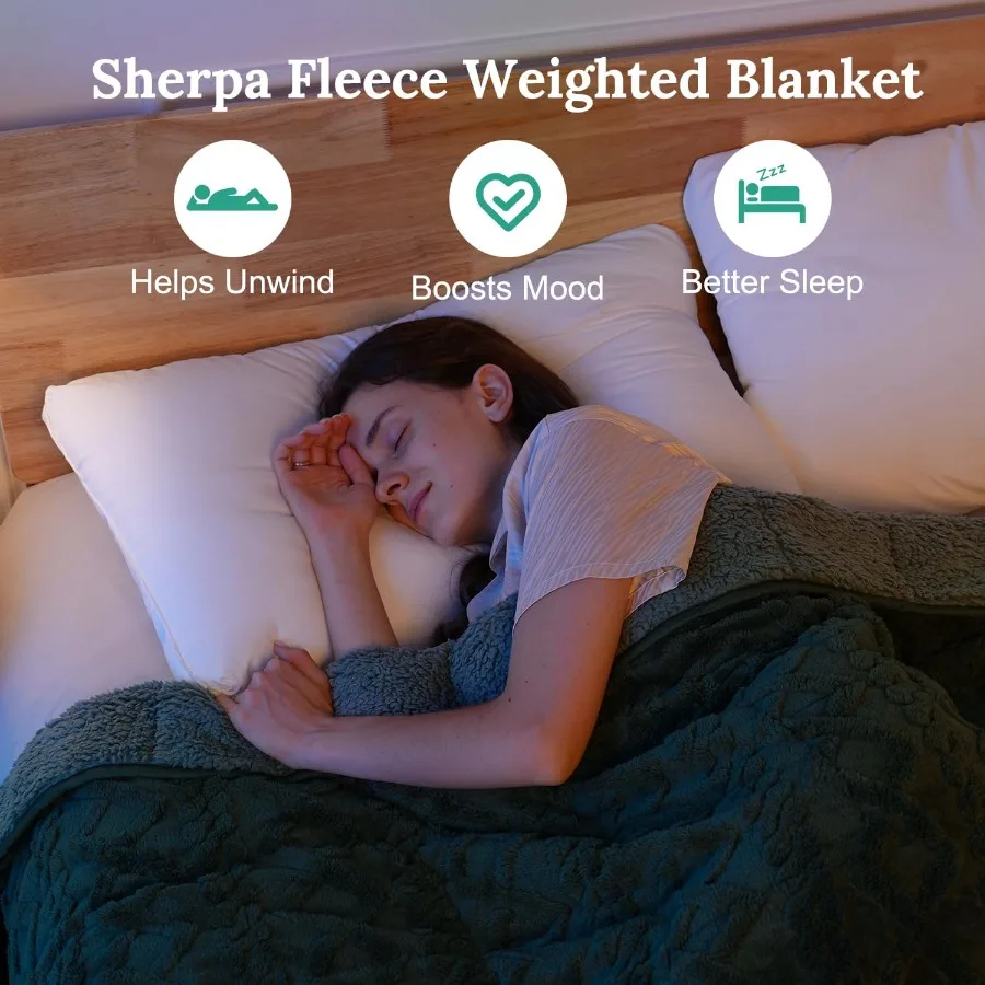 Sherpa Fleece Adult Weighted Blanket Ideal for Sleep and Relaxation 20 lbs DualSided Soft Fuzzy Heavy Blanket Perfect for Couch