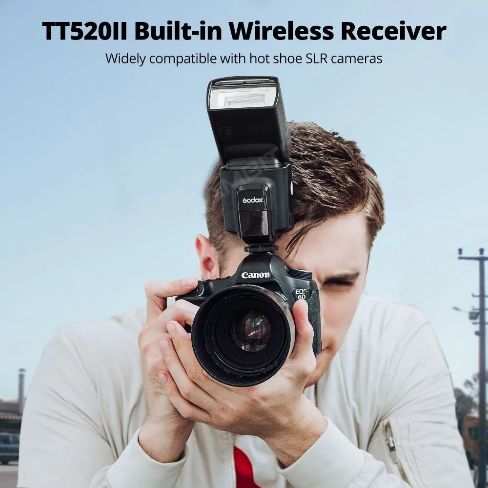 Godox TT520 II Flash TT520II Build-in 433MHz Wireless Signal Transmitter Kit for Canon Nikon Pentax Olympus DSLR Cameras on camera flash camera flash