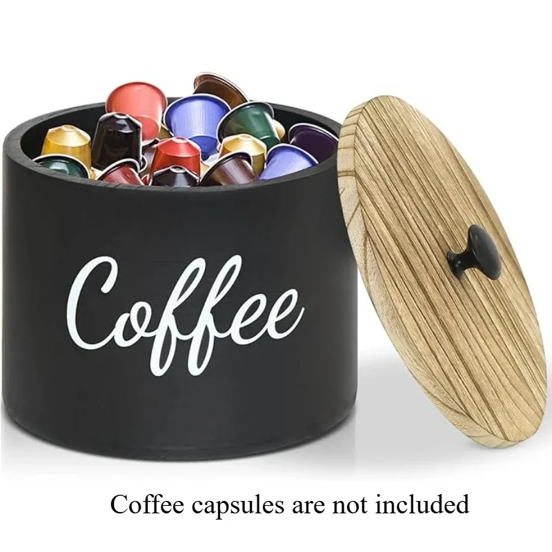 OCOOSO Wood Coffee Pod Box with Lid Coffee Capsules Storage Box Coffee Filter Storage Container Kitchen Desktop Decor Organizer