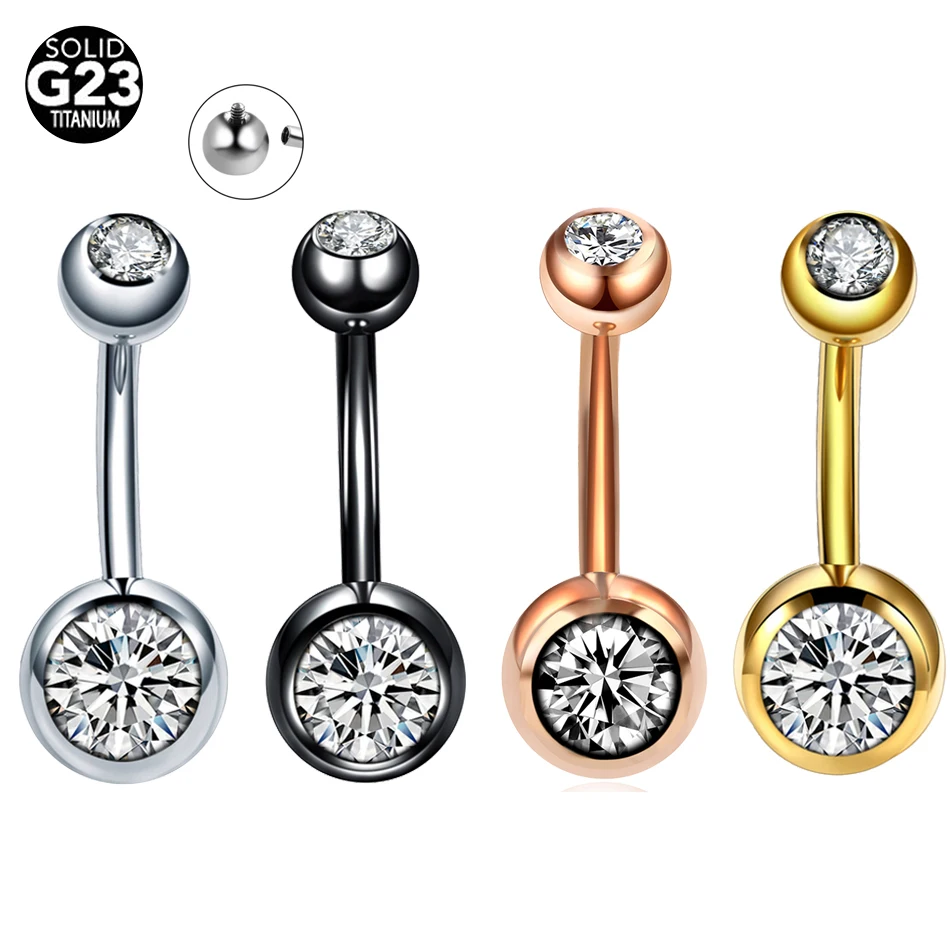 10Pcs G23 Titanium Navel Bar Piercing Zircon Drop Belly Button Ring Ombligo Nombril Ring Piercing Helix Dangle Sexy Body Jewelry