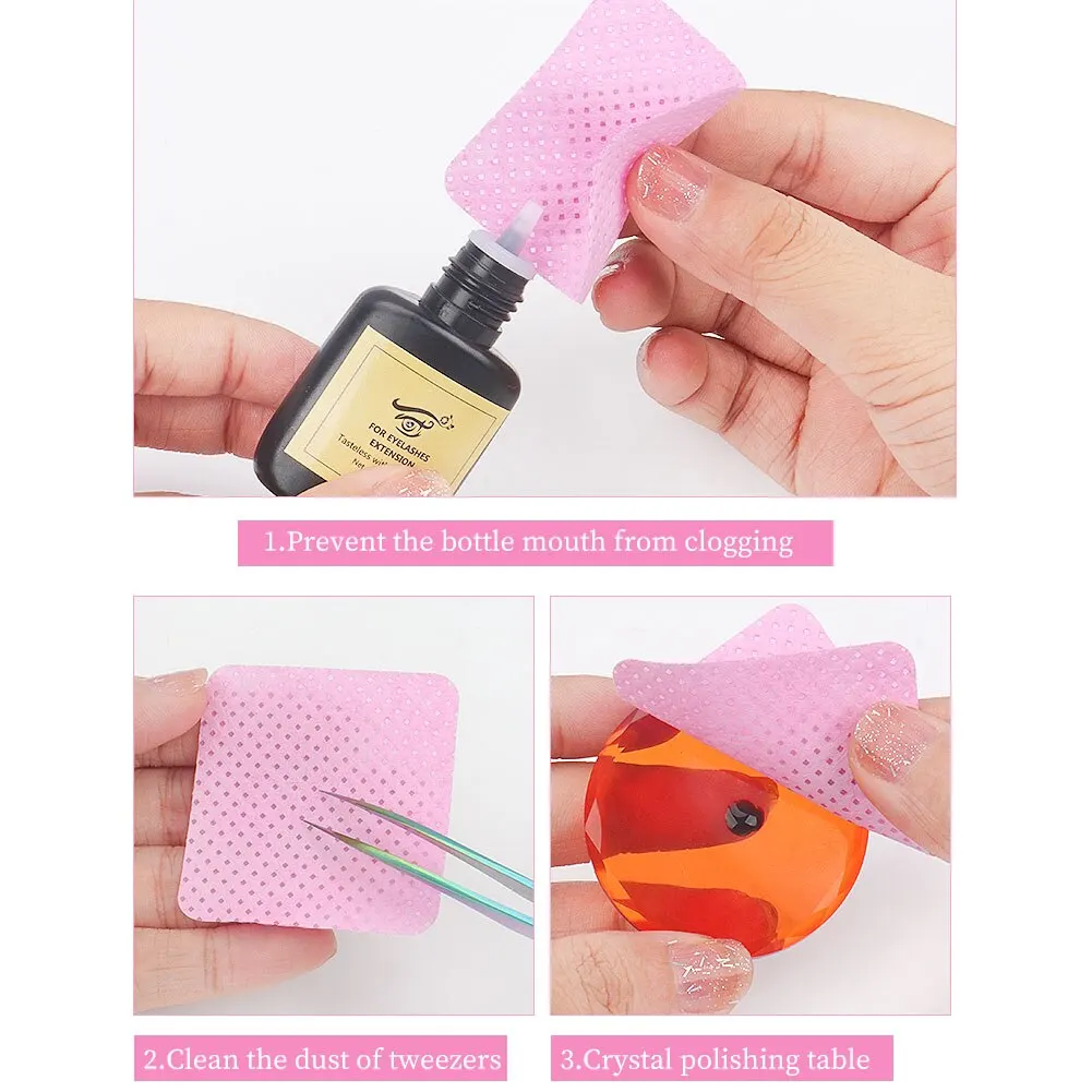 Lint Free Paper Cotton Wipes Eyelash Glue Remover Wipes Cleansing Cotton Sheet Nails Art Polish makeup remover pads Makeup Clean Pads 200pcs