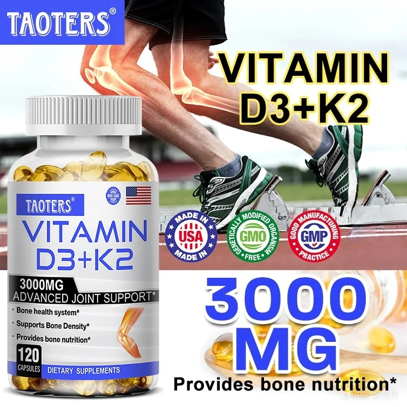 TAOTERS Vitamin D3+K2 Supplement To Support Joint, Bone and Immune Health Non-GMO Formula Easy-to-swallow Vitamin D & K Complex