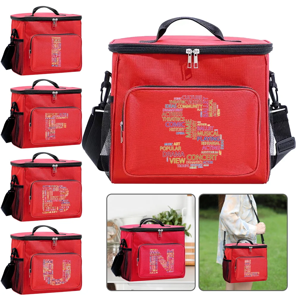 

Lunch Box Shoulder Lunch BagThermal Handbag Waterproof Outdoor Travel Cooler Organizer Case for Men and Women Text Letter Print