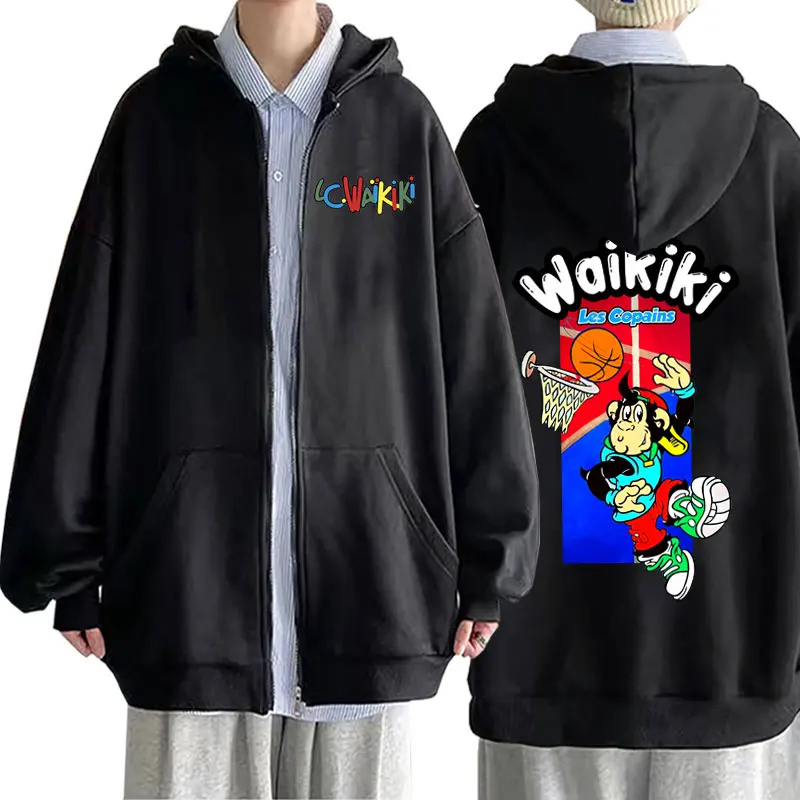 

Funny Lc Waikiki Monkey Playing Basketball Zipper Hoodie Men Women's Fashion Cool Streetwear Male Kawaii Oversized Zip Up Jacket