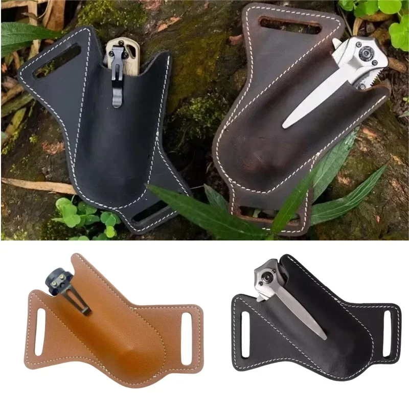Knife Sheaths 1PC Leather Anti-Scratch Belt Clip Holder for Folding Pocket Knives Camping/Outdoor Waist Carry
