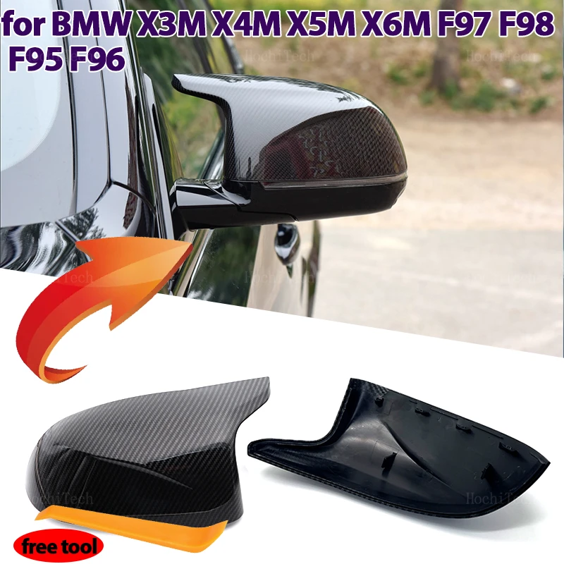 

Carbon Fiber Gloss Black Replacement Rearview Side Mirror Covers Cap For BMW X3M F97 X4M F98 2019-2023 X5M F95 X6M F96 2020-2023