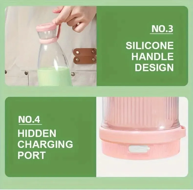 Description Picture 5 of itemElectric Juicer Cup 6 Blades Blender Milkshake Machine USB Portable Fruit Milk Mixing Tool Mini Fresh Juice Blender Sport Bottl