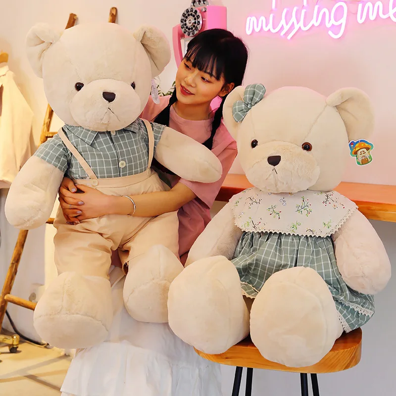 80cm Big Size New Kawaii Teddy Bear Plush Doll Toys Lovely Soft Wear A Skir Stuffed Animal Dolls Lovers Kids Girls Birthday Gift