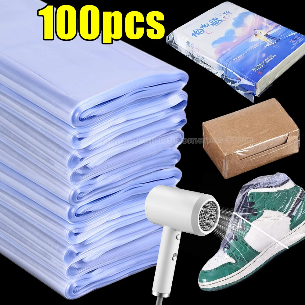 Shrink Wrap Bags PVC Clear Heat Shrink Film Bag for Shoes Books Soap DIY Crafts Waterproof Mould Proof Heat Hair Dryer Sealing