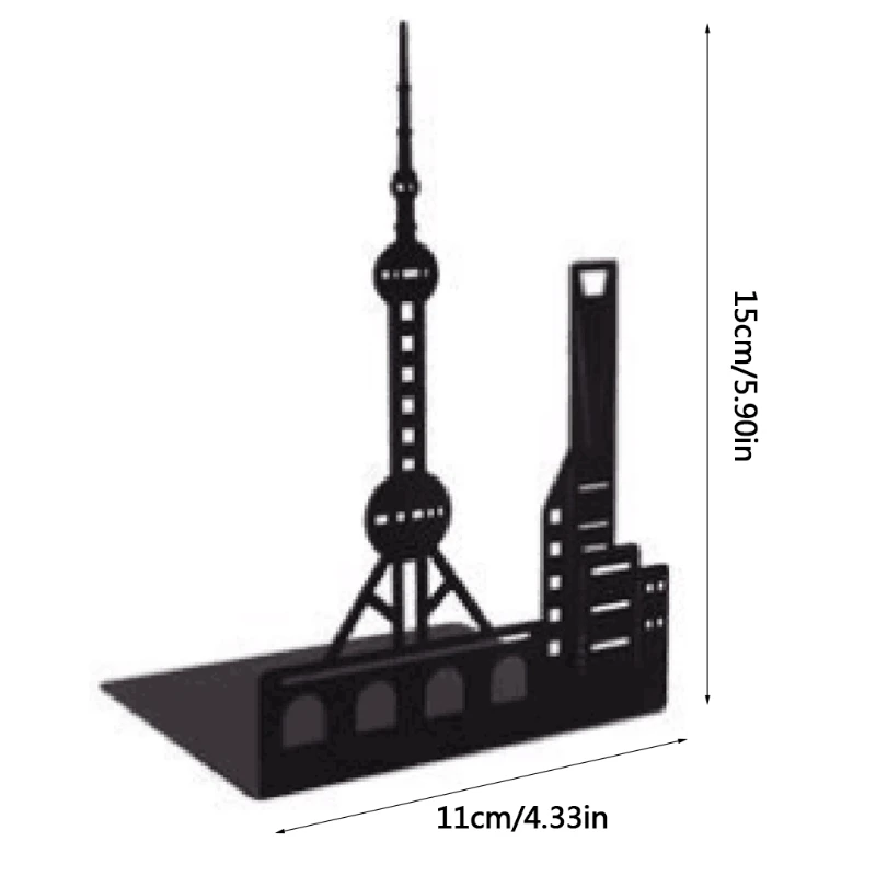 Book Organizer Book Holder Book Stand Stylish Premium Metal Bookends for Creative Hollow-out Art Landmark Book Stands