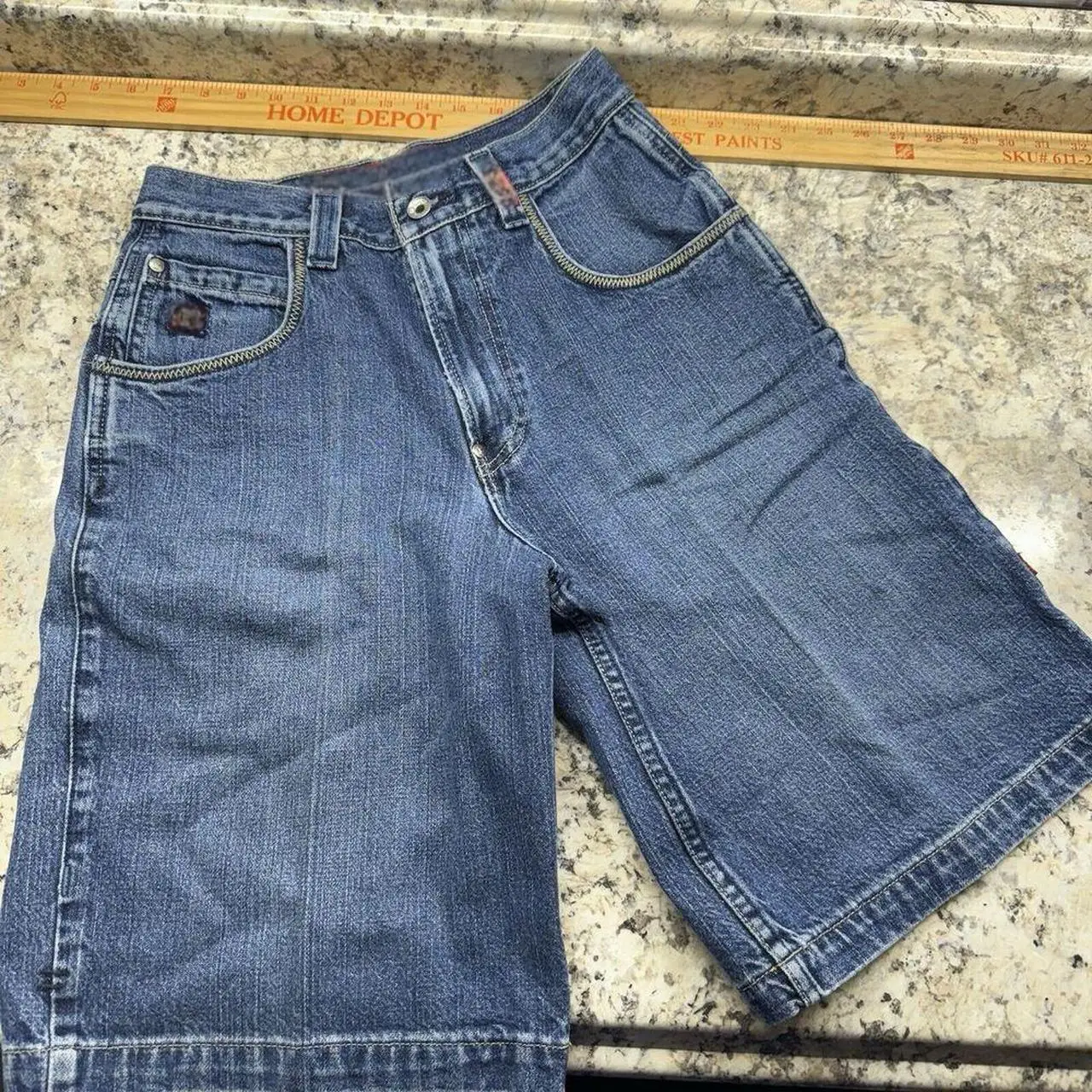 Y2K Retro Streetwear Dragon Shape Pattern Patchwork Denim Short Jeans Men Women Hip Hop Blue Loose Jorts Fitness Casual Shorts
