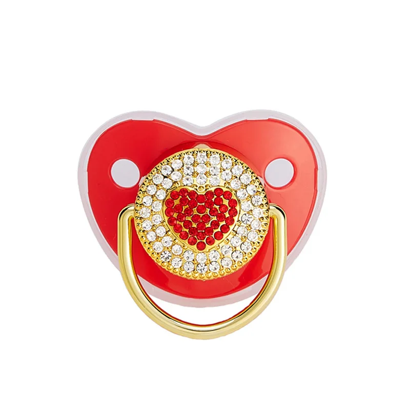 Luxury Baby Pacifier shiny zircon Heart Newborn Dummy with Lid Silicone Infant Teether New Born Shower Gift Toddler Soother 6