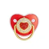 Luxury Baby Pacifier shiny zircon Heart Newborn Dummy with Lid Silicone Infant Teether New Born Shower Gift Toddler Soother 6