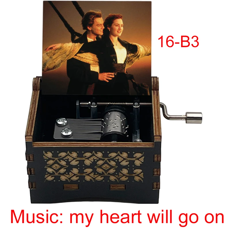 Titanic Movie Black Wooden Music Box, 18 Notes My Heart Will Go On Love Musical, Romantic Wife Girlfriend Birthday Gift Souvenir 5