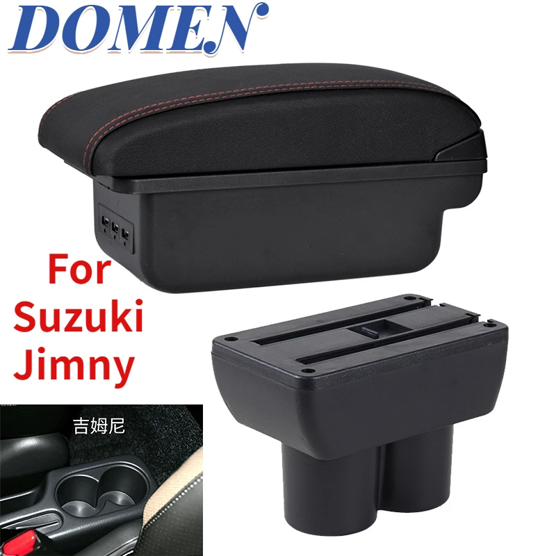

For Suzuki Jimny Armrest box Interior Parts Car Central Content With Retractable Cup Hole Large Space Dual Layer USB DOMEN