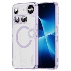 Magnetic Clear Shockproof Phone Case with Soft TPU Frame - Nothing Phone 3 (Purple)