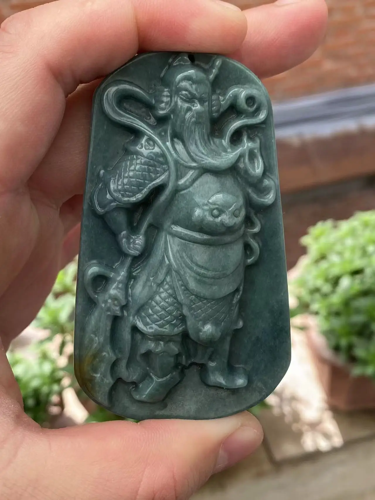 

Natural 100% real green jadeite pendant necklace Carving Guan Yu pendants Gifts for men and women jewelry Bless peace