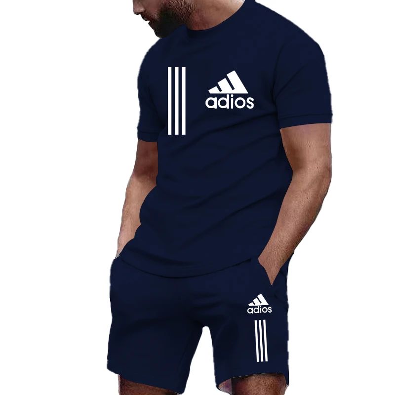 

2024 New Summer Fashion Printed Men's Shorts Set Quick Drying Breathable Sports Set Short Sleeve T-shirt Set Men's Jogging Set
