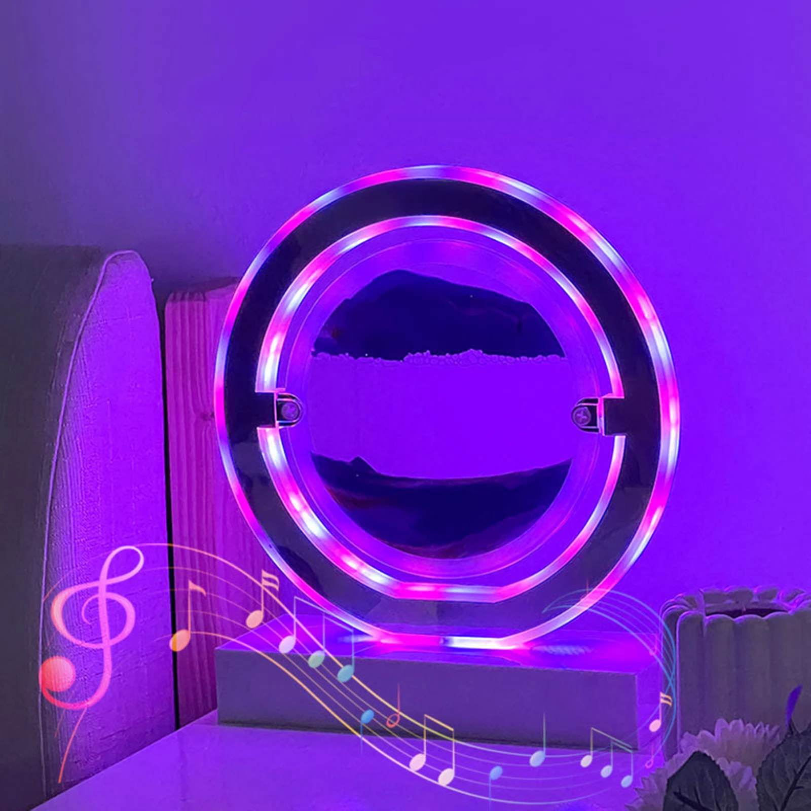 

Bluetooth Music RGB Lamp USB Colorful Quicksand Painting Decoration Light with 2 Large Speakers Home Decoration