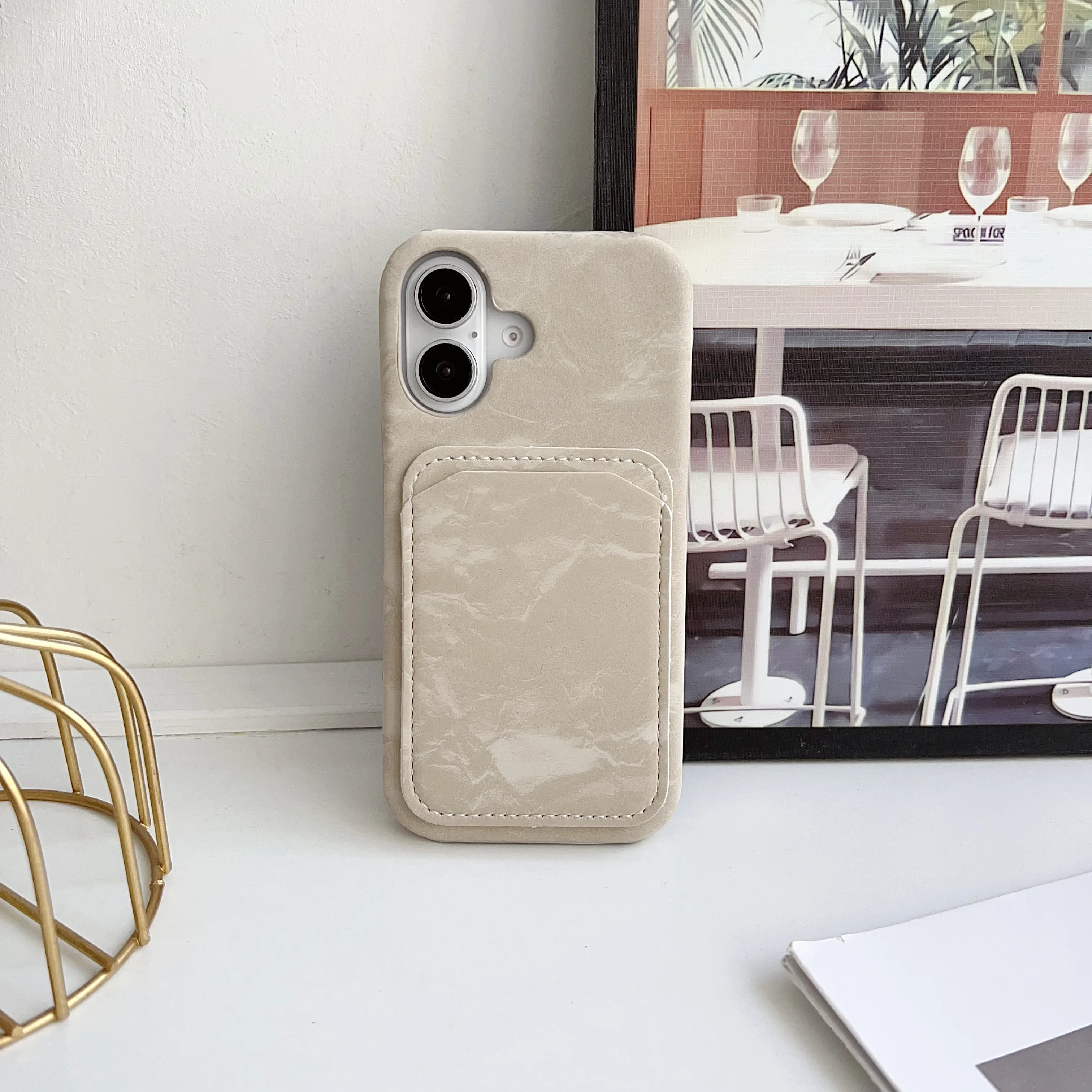 Luxurious Korean Satin Silk Texture Card Holder Wallet Phone Case - Smooth Shockproof Hard Back Cover