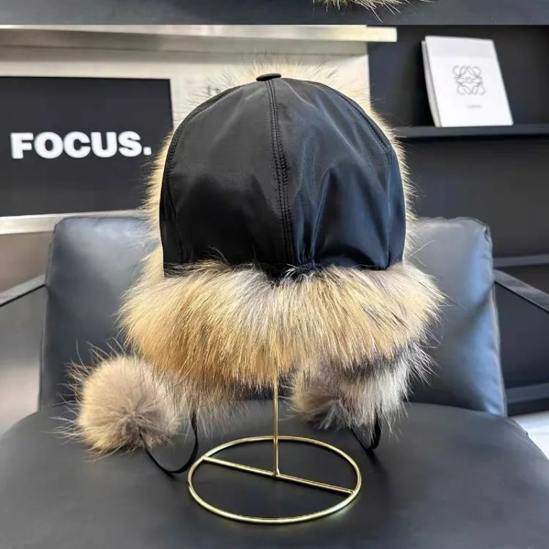 Elegant Faux Fur Outdoor Waterproof Trapper Hat Plush Ultra Soft Ushanka Aviator Hat Warm Cozy Winter Hat with Pom-Pom Ear Flaps 6