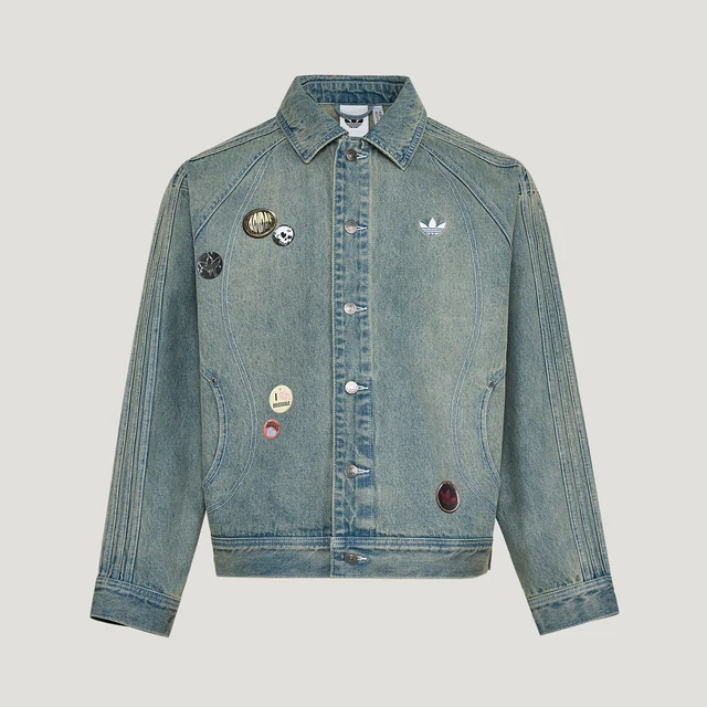 Veste en jean Adidas Authentic Three Leaves pour homme, style sport et mode, col à revers KT6363 1